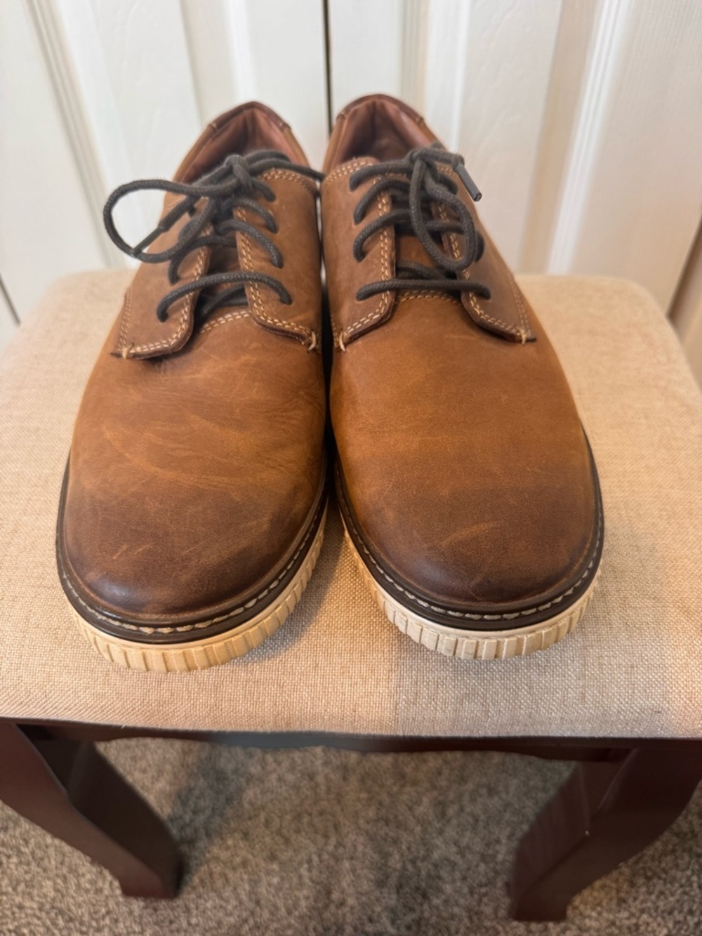 Men's Johnson & Murphy Leather Casual Brown Lace-Up Shoes Size 8.5 - Picture 4 of 10
